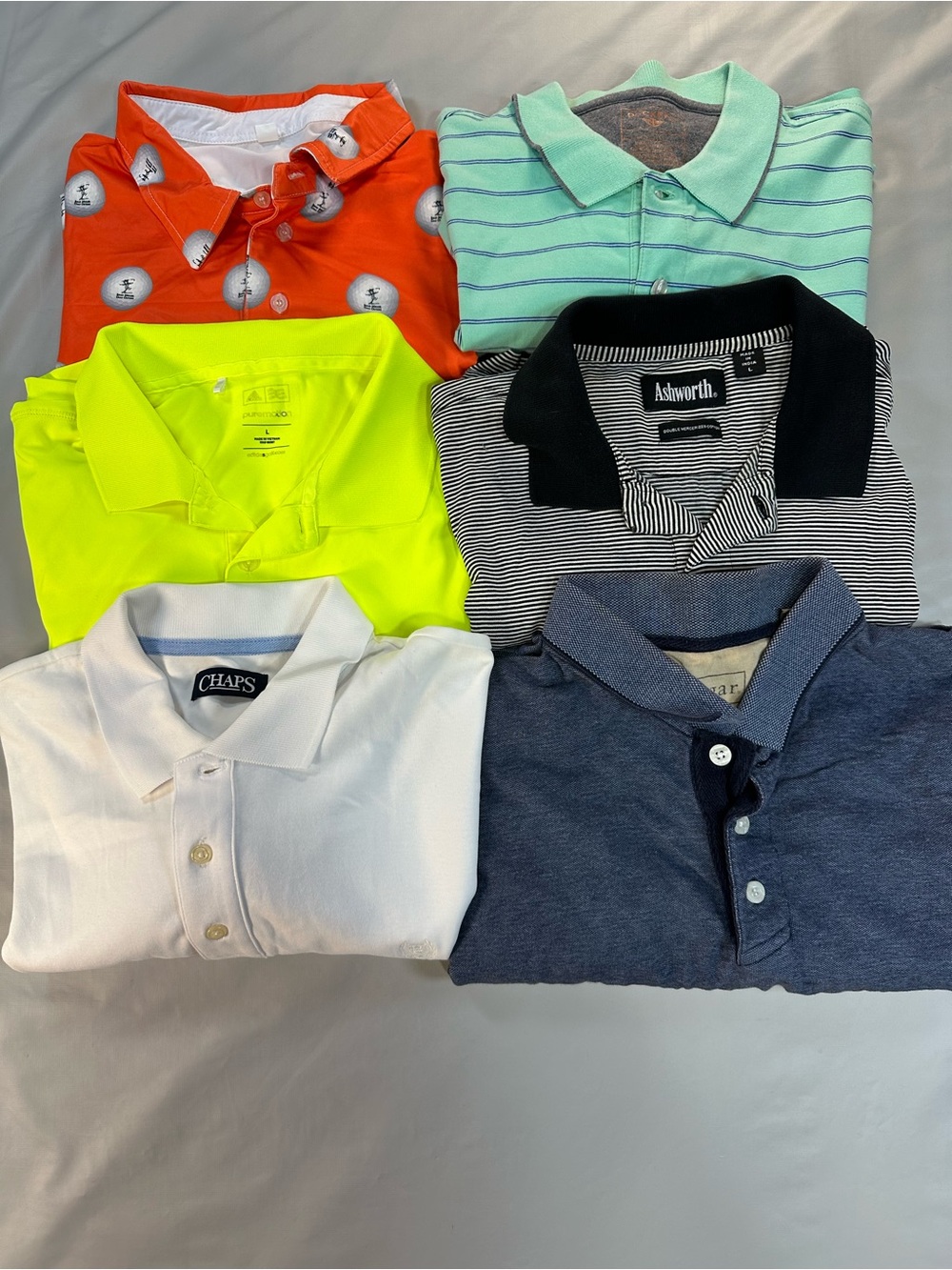 Men's Large Polo Shirts set of 6 Nike Ashworth Haggar etc for Golf